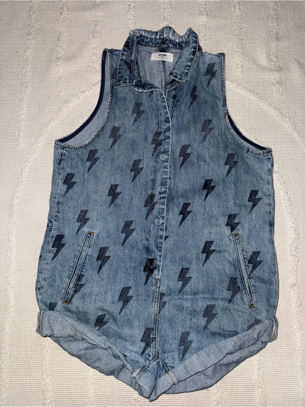 One Teaspoon Blue Denim Lightning Bolt Romper